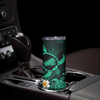 Hawaii Kahoolawe Islands Pacific Plumeria Skinny Tumbler Turquoise Polynesian Tattoo LT9 - Polynesian Pride