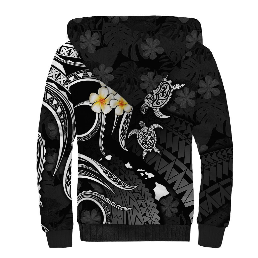 Polynesian Hawaii Sherpa Hoodie Kahoolawe Islands with Pacific Plumeria White Vibe LT9 - Polynesian Pride