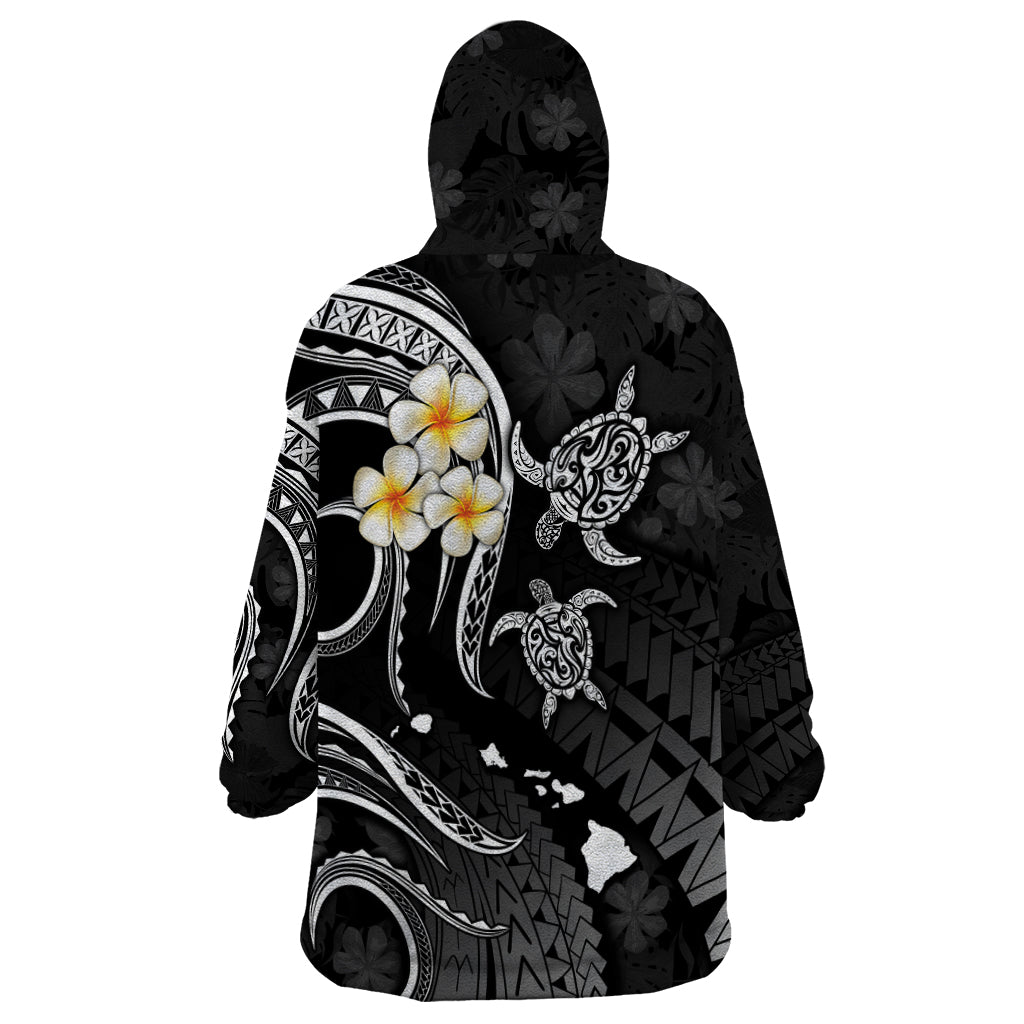 Polynesian Hawaii Wearable Blanket Hoodie Kahoolawe Islands with Pacific Plumeria White Vibe LT9 - Polynesian Pride