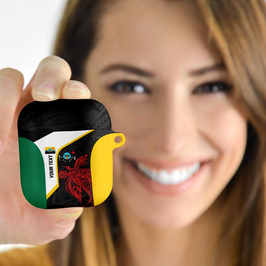 Personalised PNG Hela Province AirPods Case Bird of Paradise Tattoo Flag Motif LT9 Yellow - Polynesian Pride