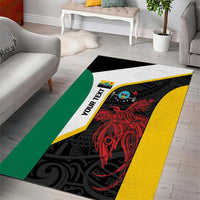 Personalised PNG Hela Province Area Rug Bird of Paradise Tattoo Flag Motif LT9 - Polynesian Pride