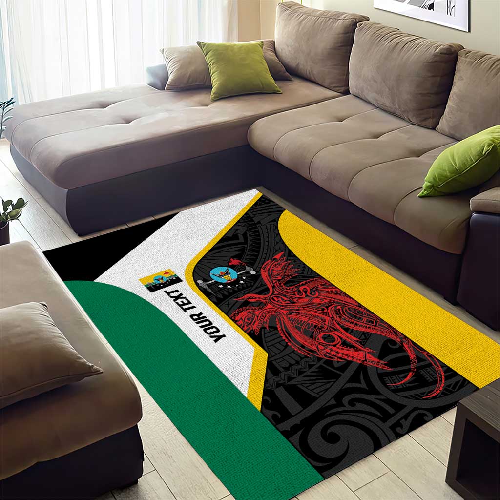 Personalised PNG Hela Province Area Rug Bird of Paradise Tattoo Flag Motif LT9 - Polynesian Pride