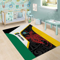 Personalised PNG Hela Province Area Rug Bird of Paradise Tattoo Flag Motif LT9 - Polynesian Pride