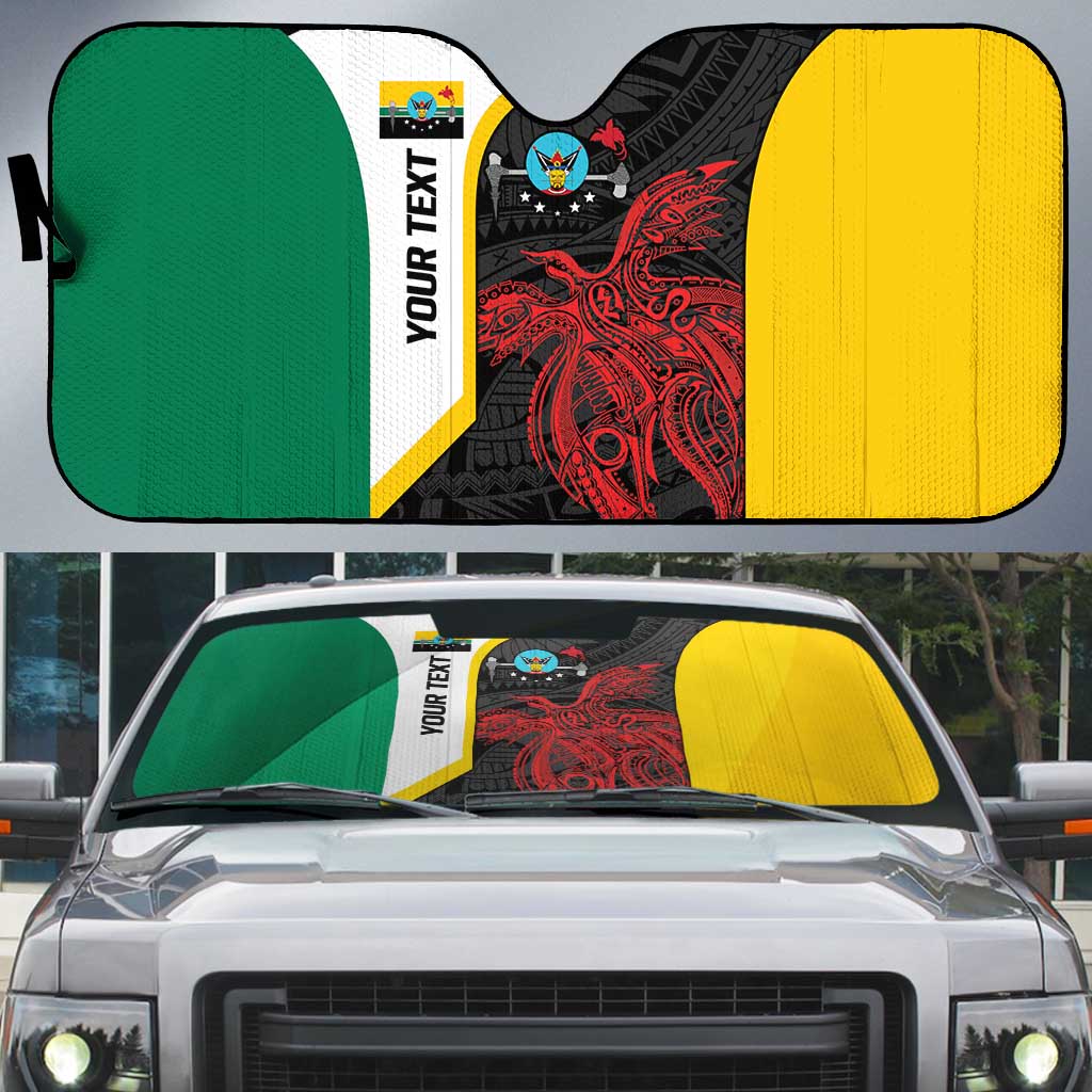 Personalised PNG Hela Province Auto Sun Shade Bird of Paradise Tattoo Flag Motif LT9 Yellow - Polynesian Pride