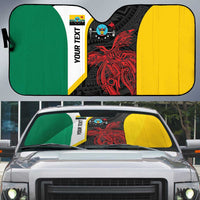 Personalised PNG Hela Province Auto Sun Shade Bird of Paradise Tattoo Flag Motif LT9 Yellow - Polynesian Pride