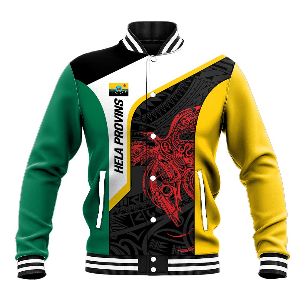 Personalised PNG Hela Province Baseball Jacket Bird of Paradise Tattoo Flag Motif LT9 Unisex Yellow - Polynesian Pride