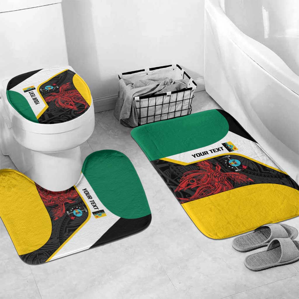 Personalised PNG Hela Province Bathroom Set Bird of Paradise Tattoo Flag Motif LT9 Mat Set Only (3 pcs) One Size Yellow - Polynesian Pride