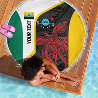 Personalised PNG Hela Province Beach Blanket Bird of Paradise Tattoo Flag Motif LT9 - Polynesian Pride