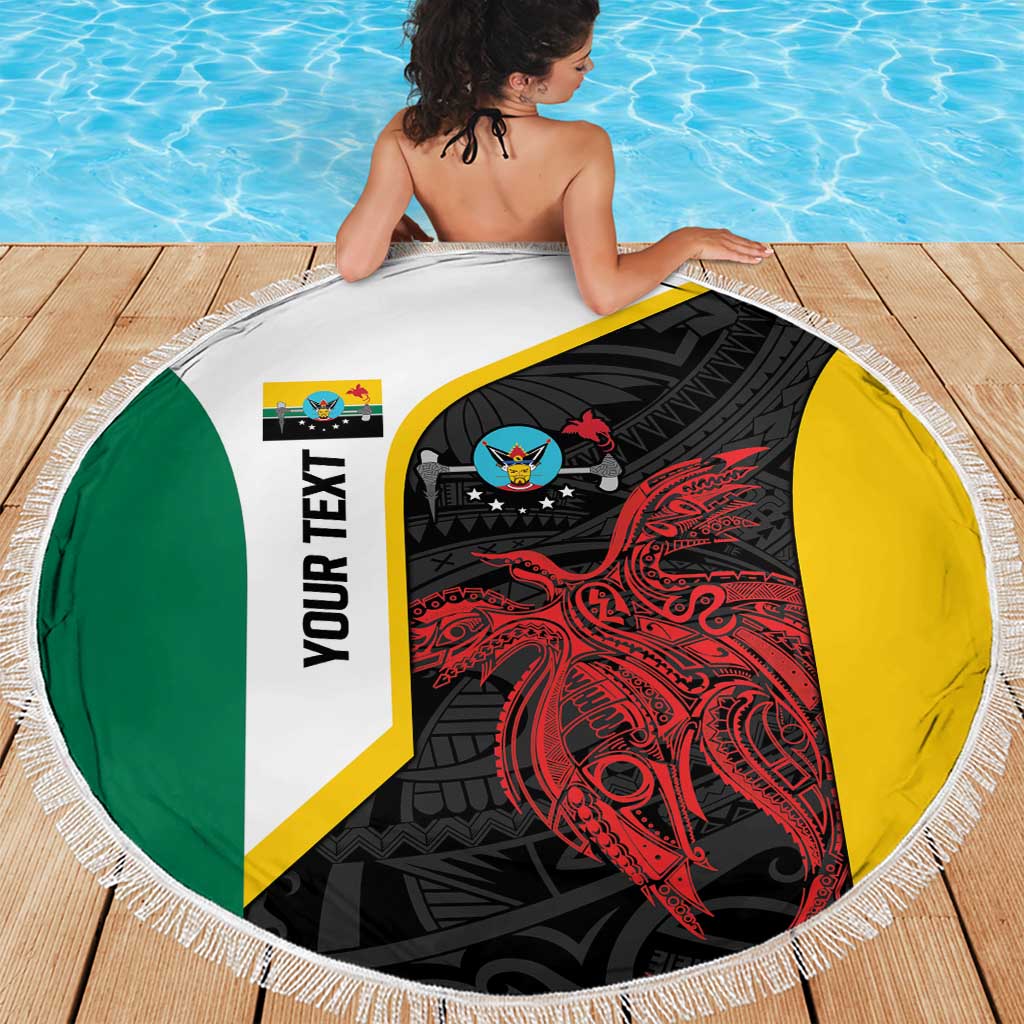 Personalised PNG Hela Province Beach Blanket Bird of Paradise Tattoo Flag Motif LT9 - Polynesian Pride