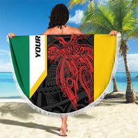 Personalised PNG Hela Province Beach Blanket Bird of Paradise Tattoo Flag Motif LT9 - Polynesian Pride
