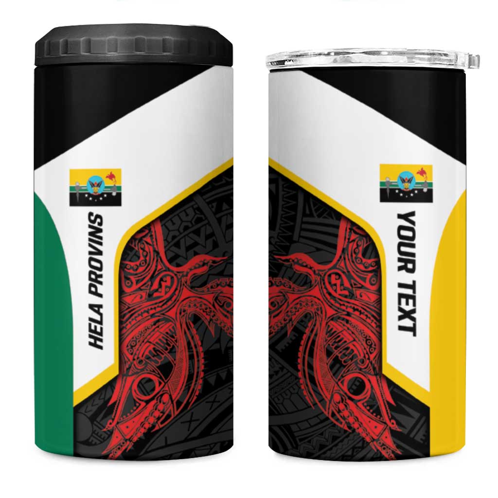 Personalised PNG Hela Province 4 in 1 Can Cooler Tumbler Bird of Paradise Tattoo Flag Motif LT9 One Size: 16 oz Yellow - Polynesian Pride