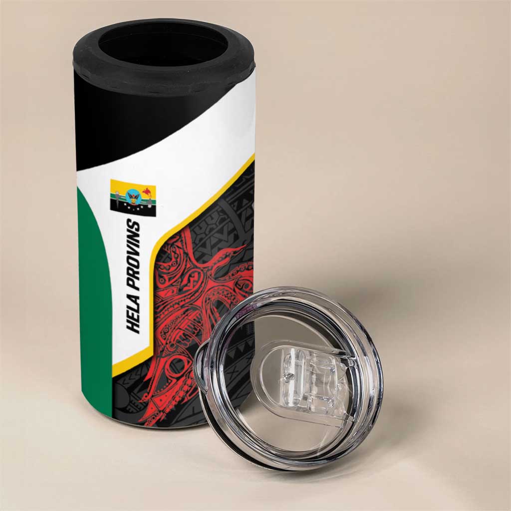 Personalised PNG Hela Province 4 in 1 Can Cooler Tumbler Bird of Paradise Tattoo Flag Motif LT9 - Polynesian Pride