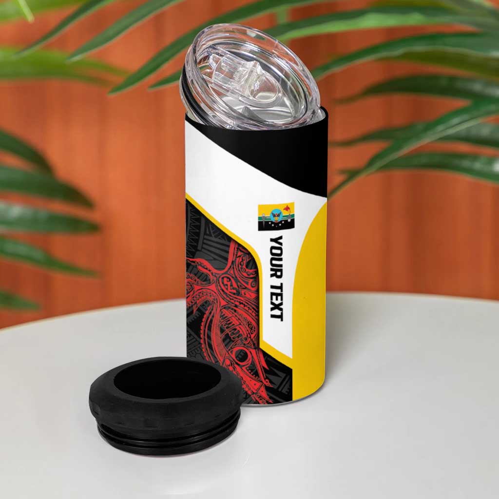 Personalised PNG Hela Province 4 in 1 Can Cooler Tumbler Bird of Paradise Tattoo Flag Motif LT9 - Polynesian Pride
