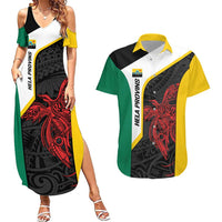Personalised PNG Hela Province Couples Matching Summer Maxi Dress and Hawaiian Shirt Bird of Paradise Tattoo Flag Motif LT9 Yellow - Polynesian Pride