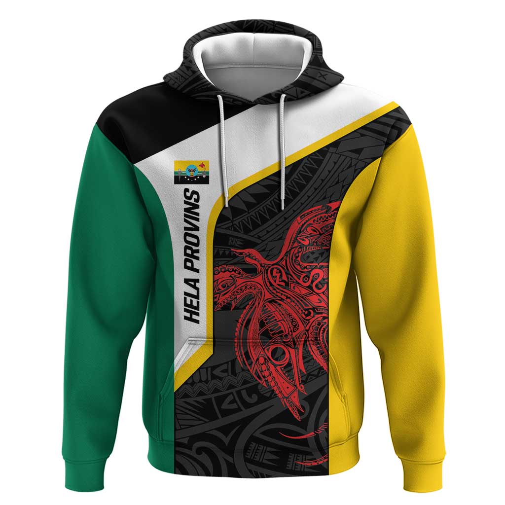 Personalised PNG Hela Province Hoodie Bird of Paradise Tattoo Flag Motif LT9 Pullover Hoodie Yellow - Polynesian Pride