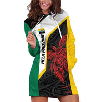 Personalised PNG Hela Province Hoodie Dress Bird of Paradise Tattoo Flag Motif LT9 Yellow - Polynesian Pride