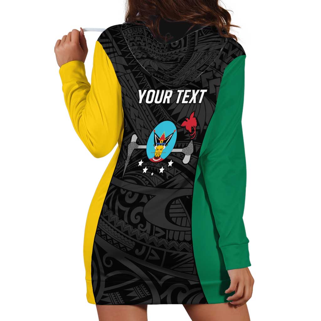 Personalised PNG Hela Province Hoodie Dress Bird of Paradise Tattoo Flag Motif LT9 - Polynesian Pride
