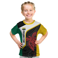 Personalised PNG Hela Province Kid T Shirt Bird of Paradise Tattoo Flag Motif LT9 Yellow - Polynesian Pride
