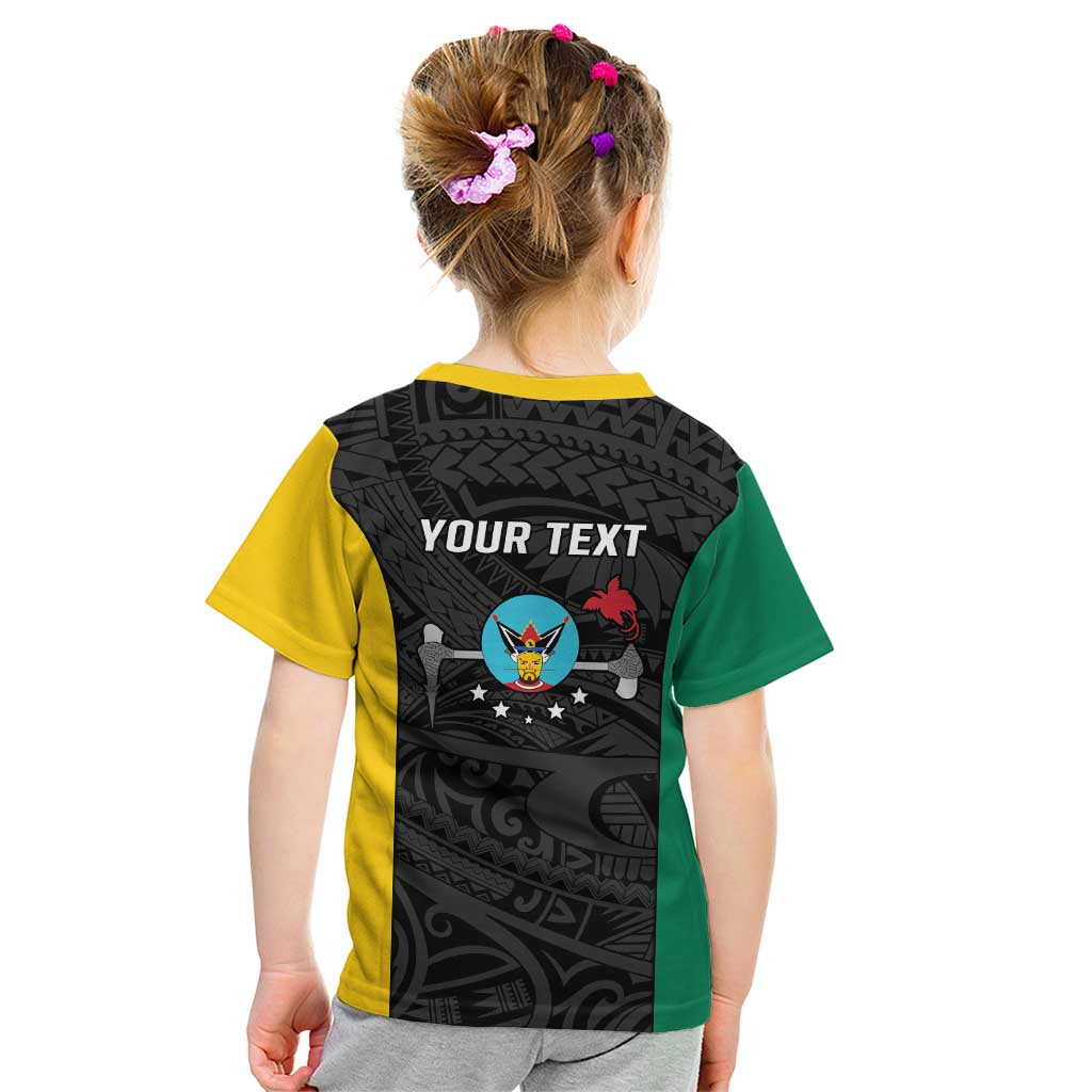Personalised PNG Hela Province Kid T Shirt Bird of Paradise Tattoo Flag Motif LT9 - Polynesian Pride