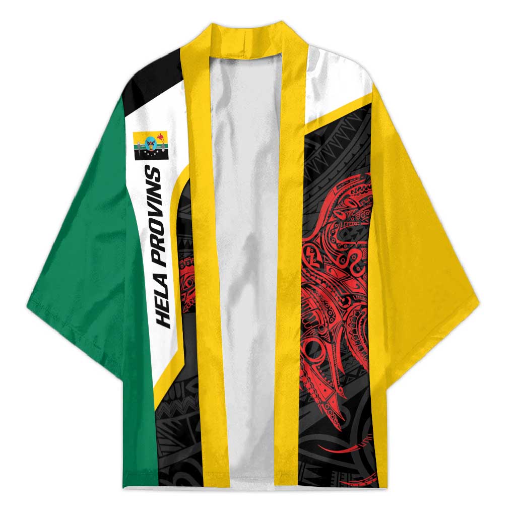 Personalised PNG Hela Province Kimono Bird of Paradise Tattoo Flag Motif LT9 Unisex Yellow - Polynesian Pride