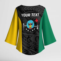 Personalised PNG Hela Province Kimono Sleeve Blouse Bird of Paradise Tattoo Flag Motif LT9 - Polynesian Pride
