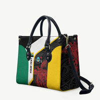 Personalised PNG Hela Province Leather Bag Bird of Paradise Tattoo Flag Motif LT9 Yellow - Polynesian Pride
