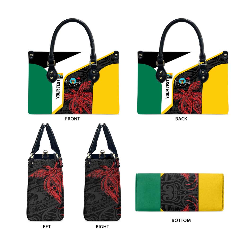 Personalised PNG Hela Province Leather Bag Bird of Paradise Tattoo Flag Motif LT9 - Polynesian Pride