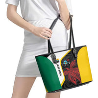 Personalised PNG Hela Province Leather Tote Bag Bird of Paradise Tattoo Flag Motif LT9 - Polynesian Pride