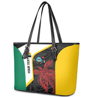 Personalised PNG Hela Province Leather Tote Bag Bird of Paradise Tattoo Flag Motif LT9 - Polynesian Pride
