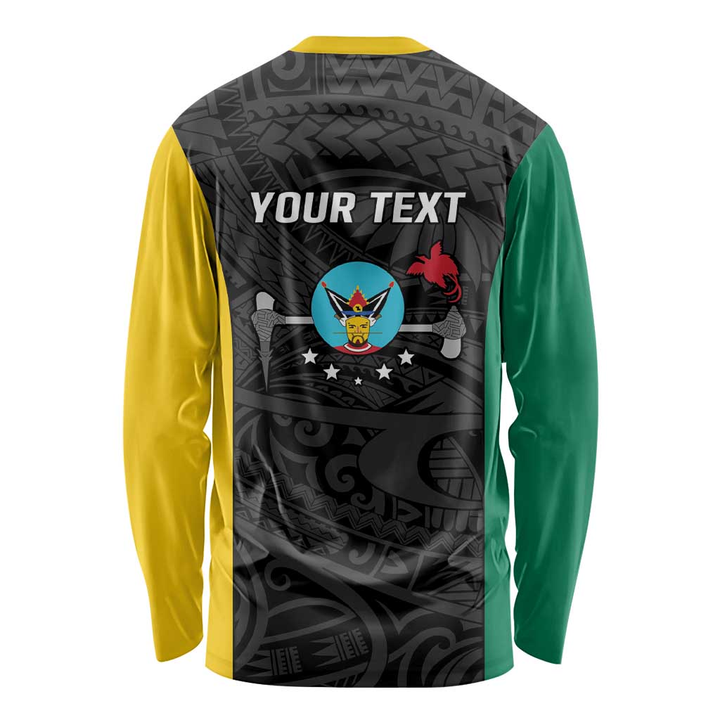 Personalised PNG Hela Province Long Sleeve Shirt Bird of Paradise Tattoo Flag Motif LT9 - Polynesian Pride