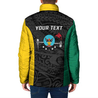 Personalised PNG Hela Province Padded Jacket Bird of Paradise Tattoo Flag Motif LT9 - Polynesian Pride