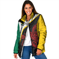 Personalised PNG Hela Province Padded Jacket Bird of Paradise Tattoo Flag Motif LT9 Women Yellow - Polynesian Pride