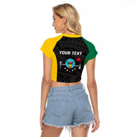 Personalised PNG Hela Province Raglan Cropped T Shirt Bird of Paradise Tattoo Flag Motif LT9 - Polynesian Pride