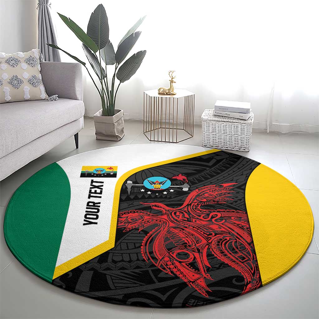 Personalised PNG Hela Province Round Carpet Bird of Paradise Tattoo Flag Motif LT9 - Polynesian Pride