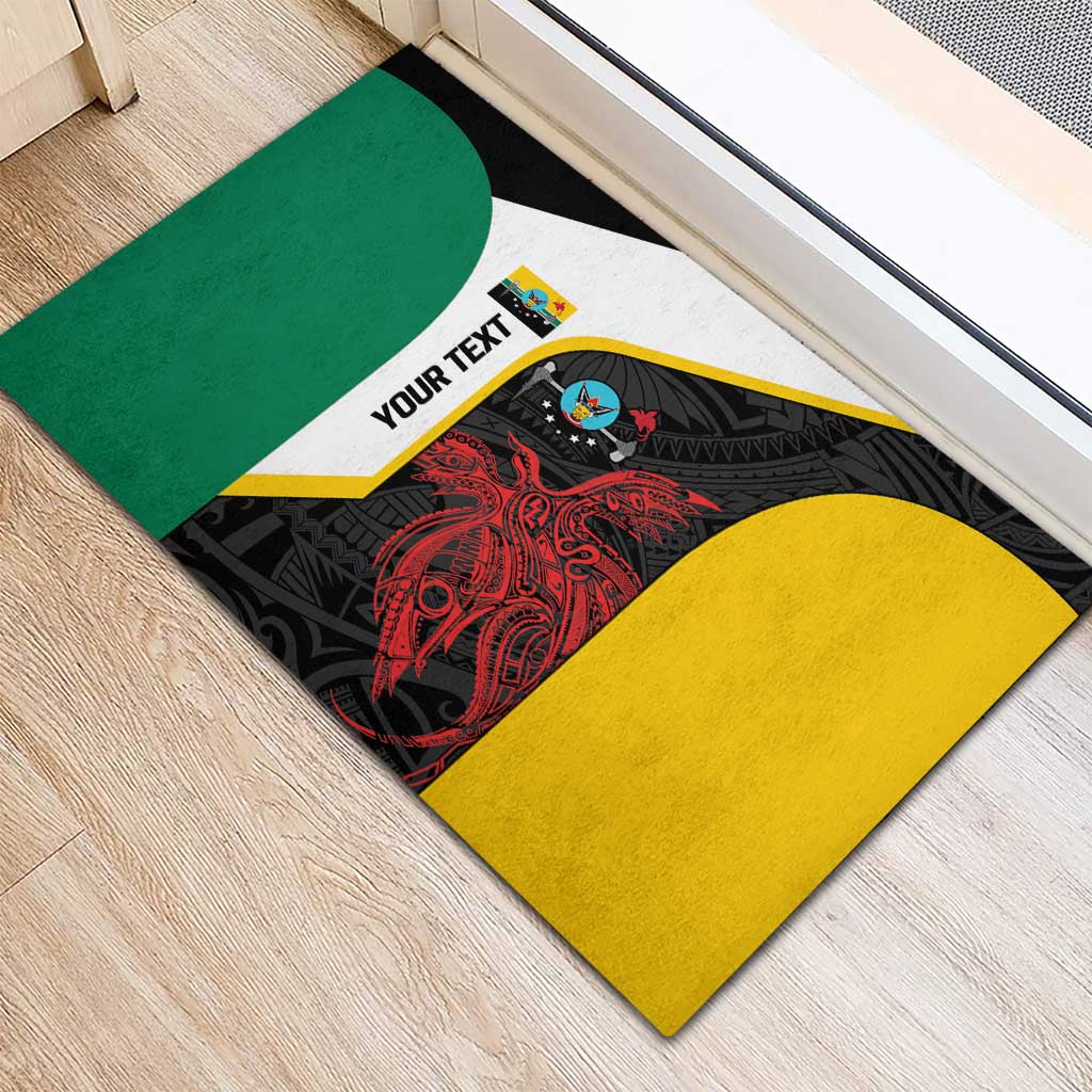Personalised PNG Hela Province Rubber Doormat Bird of Paradise Tattoo Flag Motif LT9 - Polynesian Pride