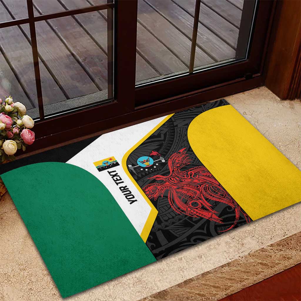 Personalised PNG Hela Province Rubber Doormat Bird of Paradise Tattoo Flag Motif LT9 - Polynesian Pride
