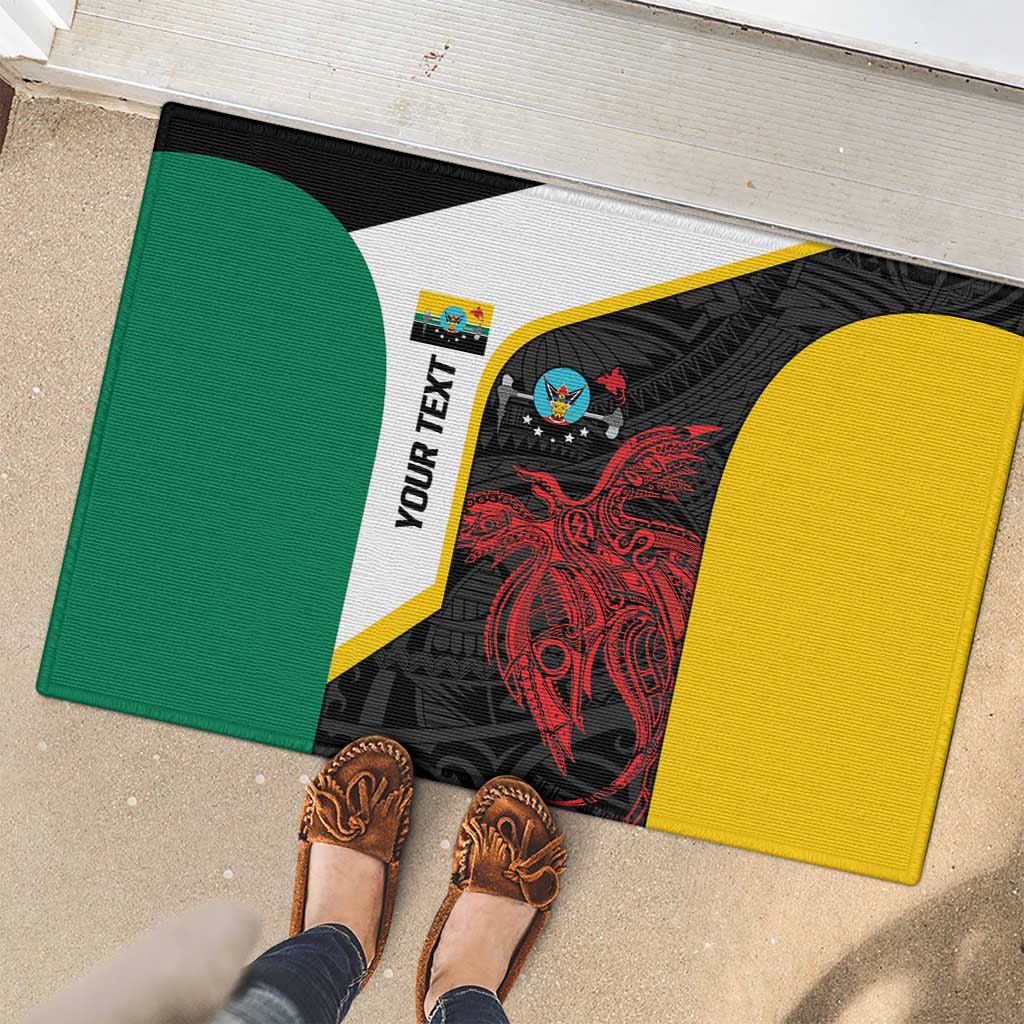 Personalised PNG Hela Province Rubber Doormat Bird of Paradise Tattoo Flag Motif LT9 - Polynesian Pride