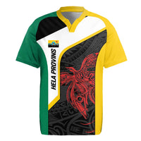 Personalised PNG Hela Province Rugby Jersey Bird of Paradise Tattoo Flag Motif LT9 Yellow - Polynesian Pride