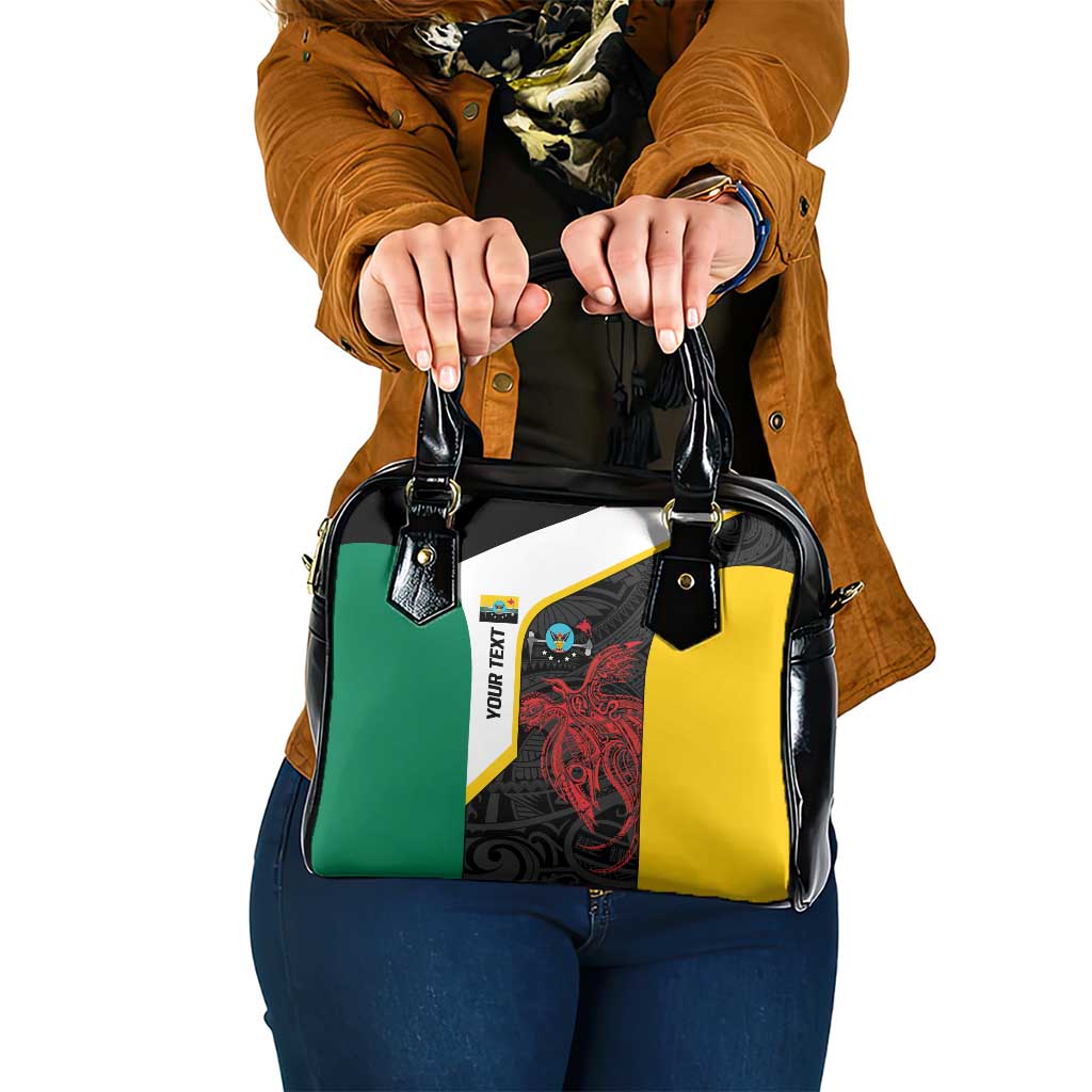 Personalised PNG Hela Province Shoulder Handbag Bird of Paradise Tattoo Flag Motif - Polynesian Pride