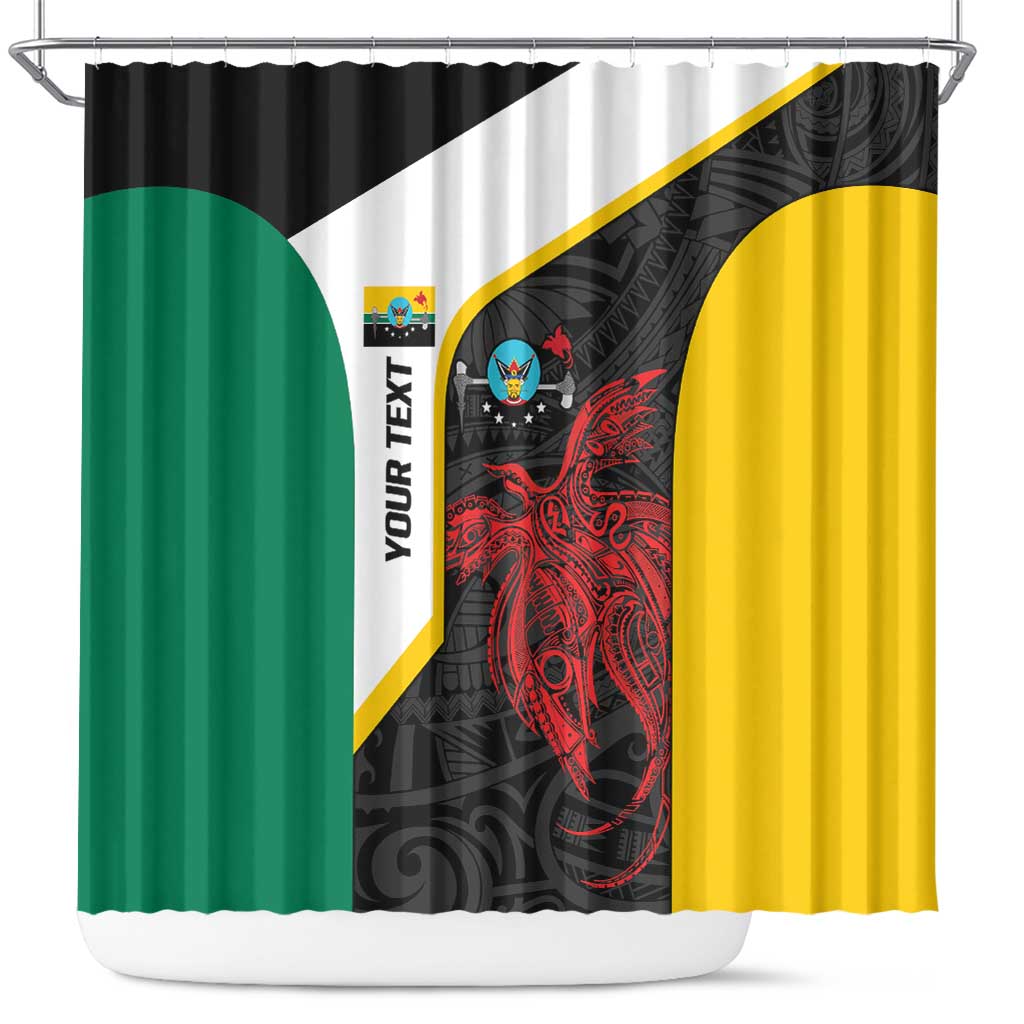 Personalised PNG Hela Province Shower Curtain Bird of Paradise Tattoo Flag Motif LT9 Yellow - Polynesian Pride