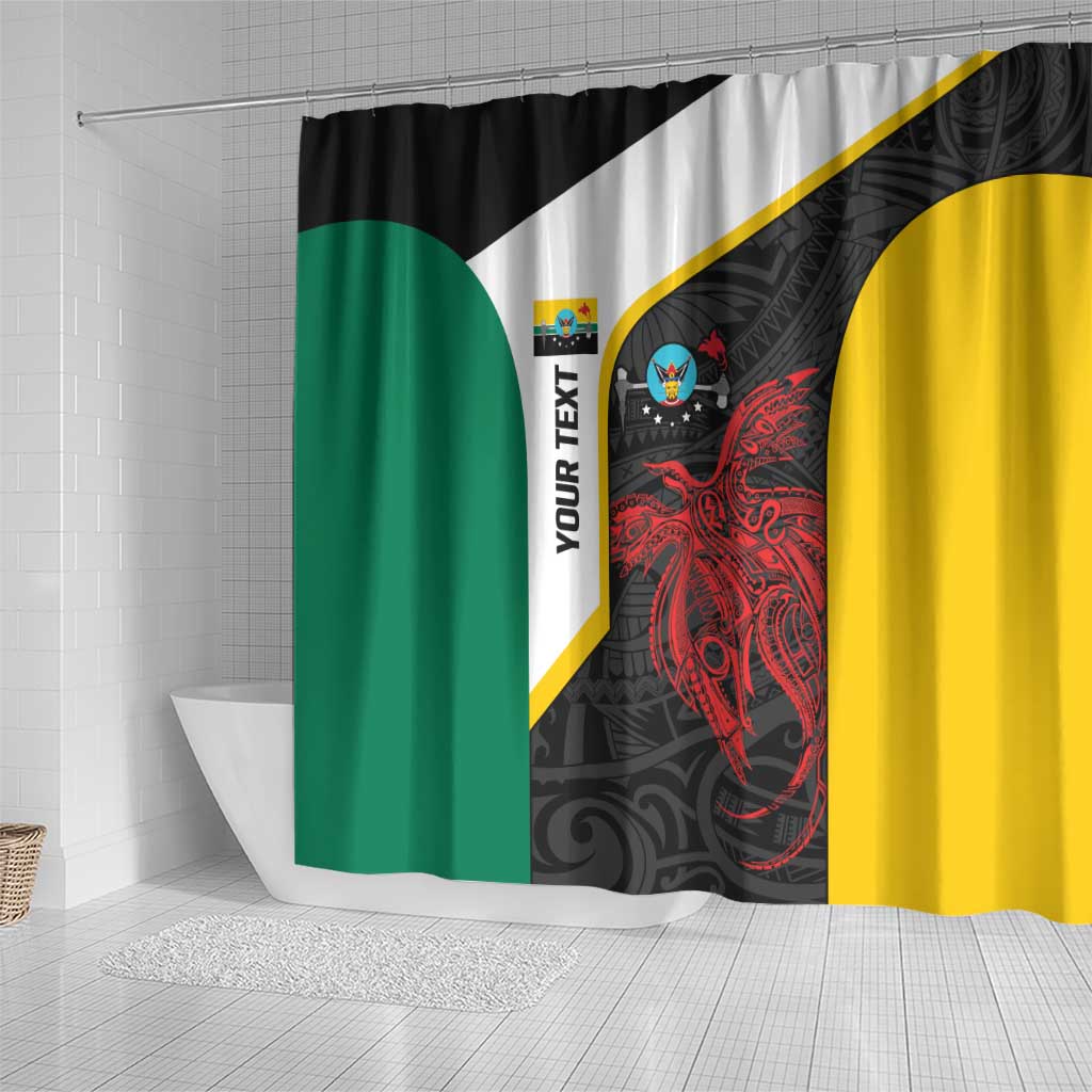 Personalised PNG Hela Province Shower Curtain Bird of Paradise Tattoo Flag Motif LT9 - Polynesian Pride
