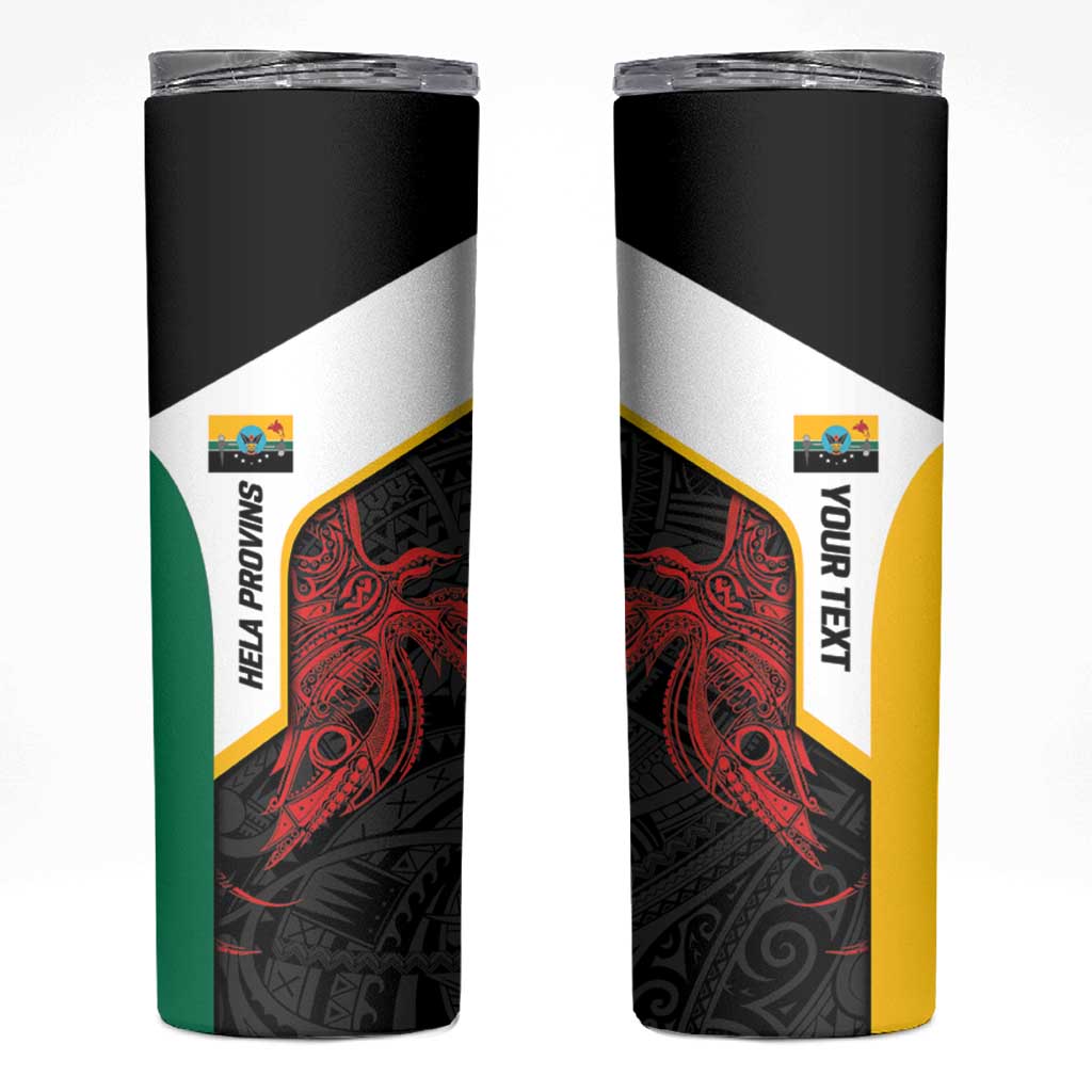 Personalised PNG Hela Province Skinny Tumbler Bird of Paradise Tattoo Flag Motif LT9 Yellow - Polynesian Pride