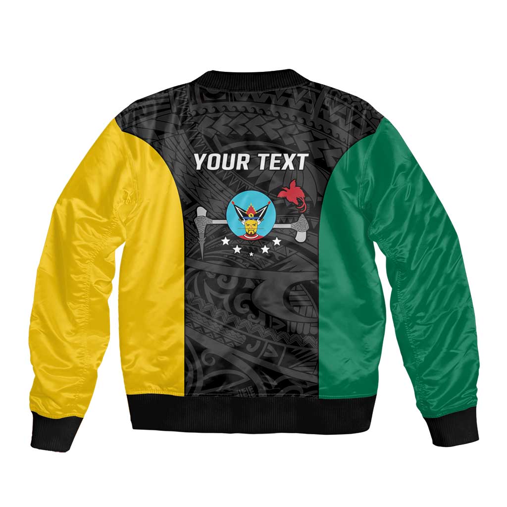 Personalised PNG Hela Province Sleeve Zip Bomber Jacket Bird of Paradise Tattoo Flag Motif LT9 - Polynesian Pride