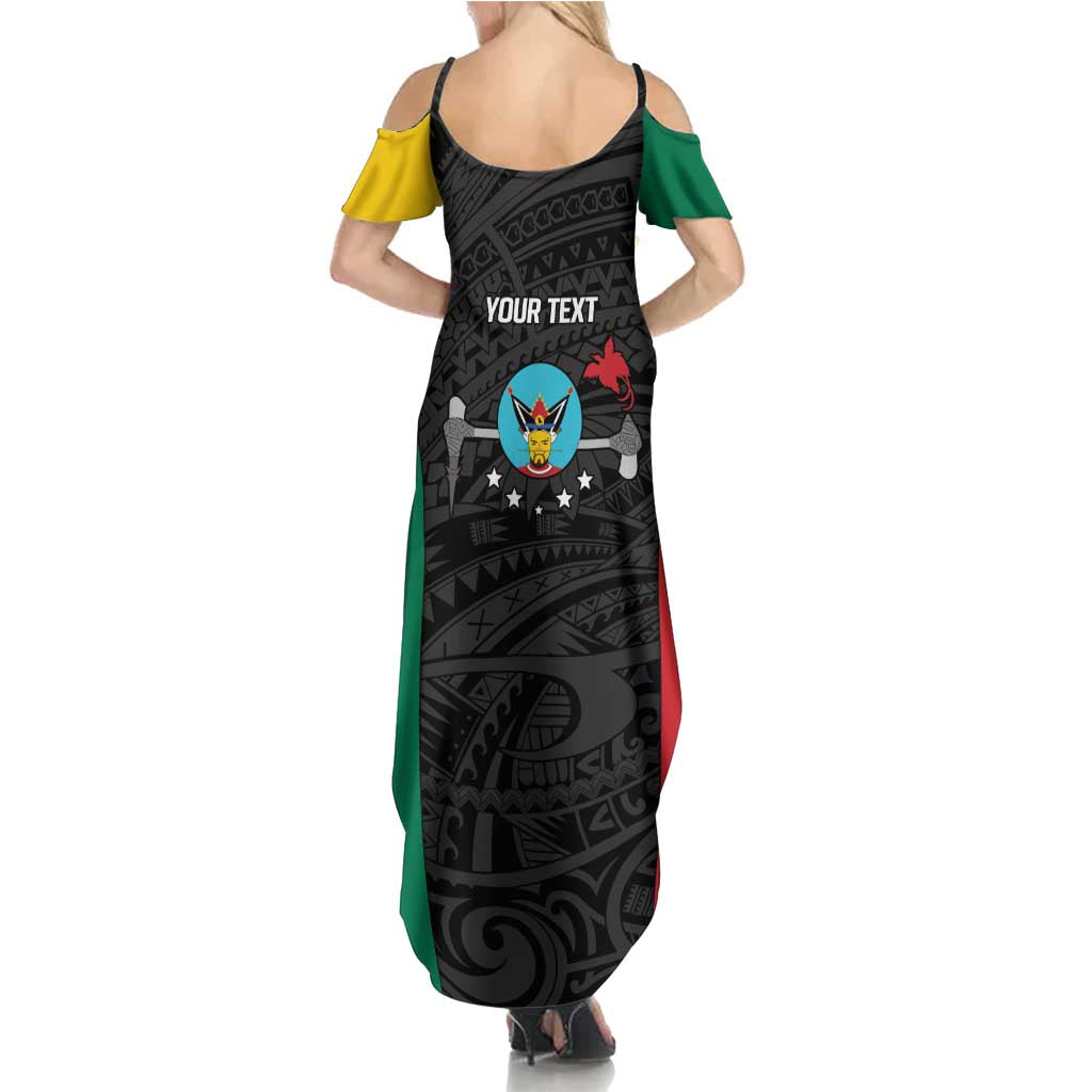 Personalised PNG Hela Province Summer Maxi Dress Bird of Paradise Tattoo Flag Motif LT9 - Polynesian Pride