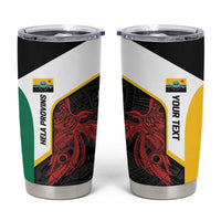 Personalised PNG Hela Province Tumbler Cup Bird of Paradise Tattoo Flag Motif LT9 Yellow - Polynesian Pride