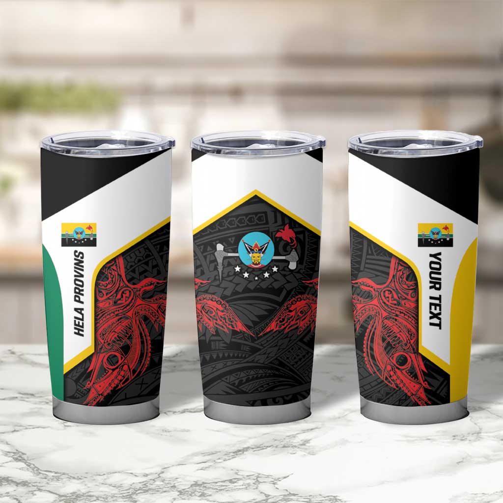 Personalised PNG Hela Province Tumbler Cup Bird of Paradise Tattoo Flag Motif LT9 - Polynesian Pride