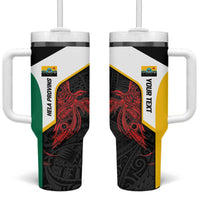 Personalised PNG Hela Province Tumbler With Handle Bird of Paradise Tattoo Flag Motif LT9 One Size: 40 oz Yellow - Polynesian Pride