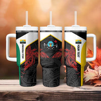 Personalised PNG Hela Province Tumbler With Handle Bird of Paradise Tattoo Flag Motif LT9 - Polynesian Pride