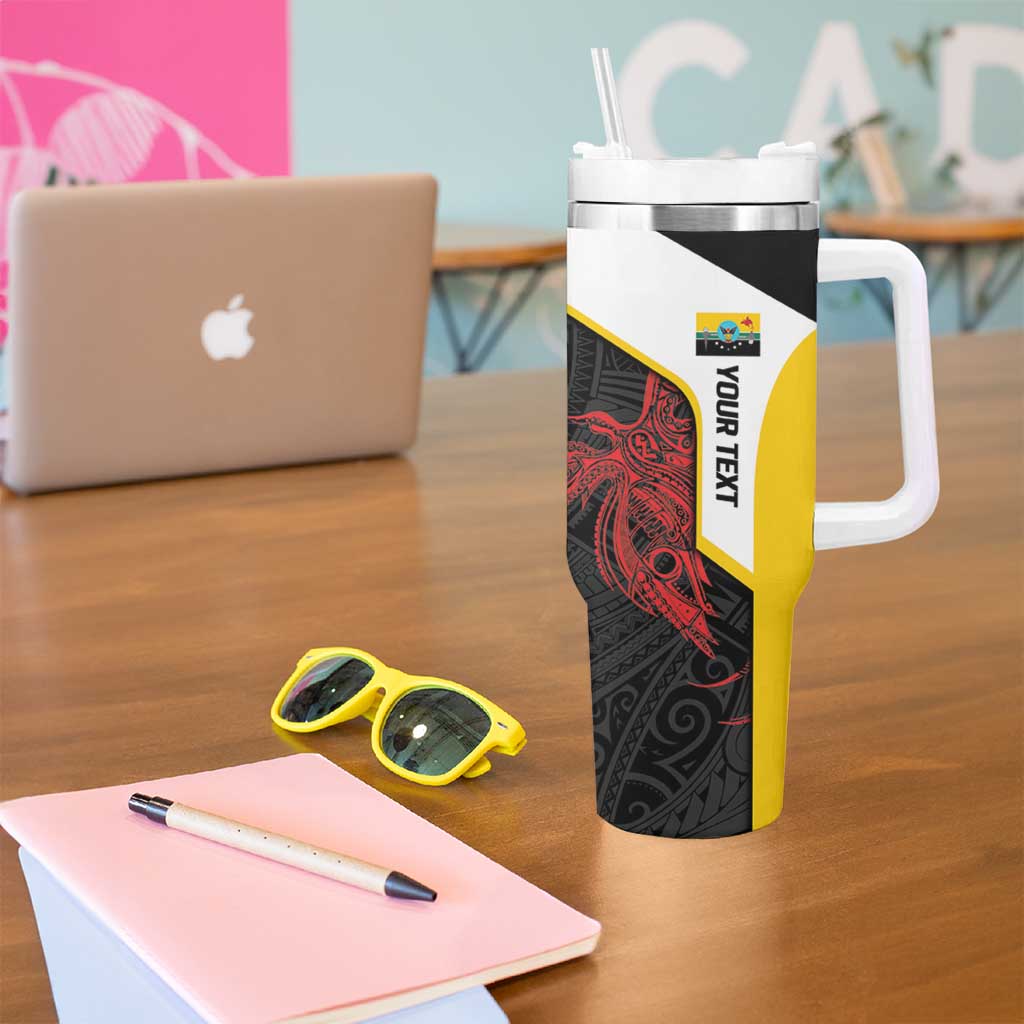 Personalised PNG Hela Province Tumbler With Handle Bird of Paradise Tattoo Flag Motif LT9 - Polynesian Pride