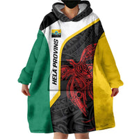 Personalised PNG Hela Province Wearable Blanket Hoodie Bird of Paradise Tattoo Flag Motif LT9 - Polynesian Pride
